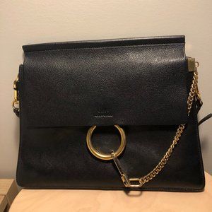 Chloe Faye Shoulder Bag Black Leather